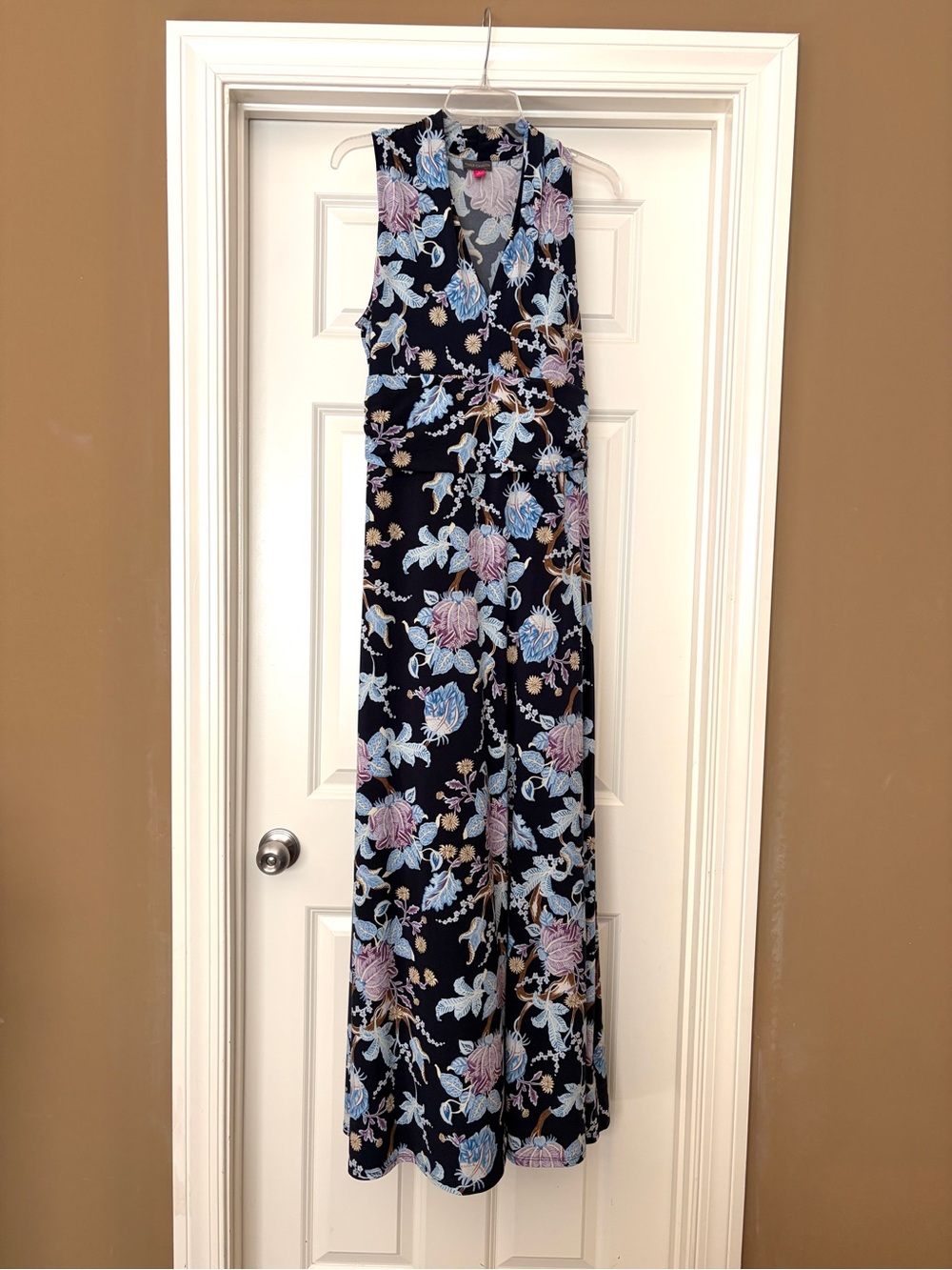 Vince Camuto Navy Maxi Dress with Light Blue and Purple Floral Print